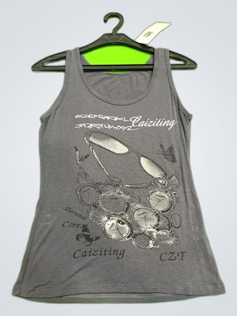 Gray Graphic Print Tank Top