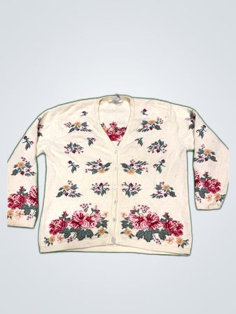 Talbots Floral Embroidered Cardigan