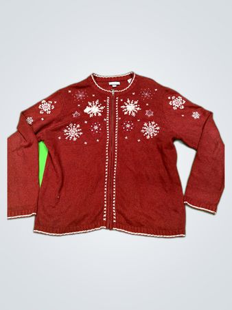 Croft & Barrow Red Snowflake Cardigan