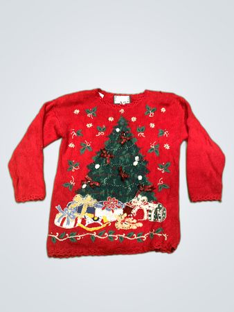 Private Collection Red Christmas Knit Sweater