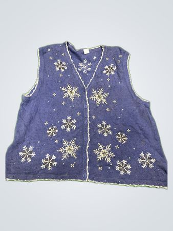 Festive Purple Knitted Snowflake Vest