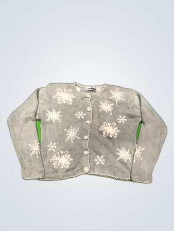 Paul Harris Design Grey Snowflake Knit Cardigan