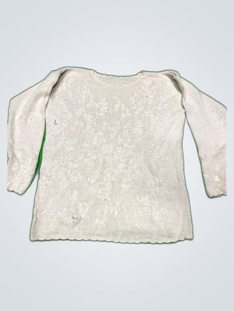 Embroidered White Knit Sweater