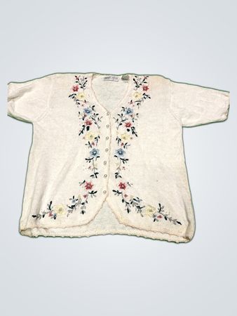 Carolyn Taylor Floral Embroidered Cotton Cardigan
