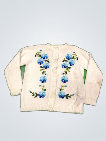 White Floral Knit Sweater