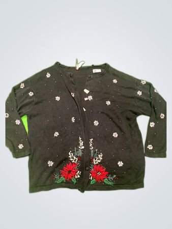 Victoria Jones Black Embroidered Knit Cardigan