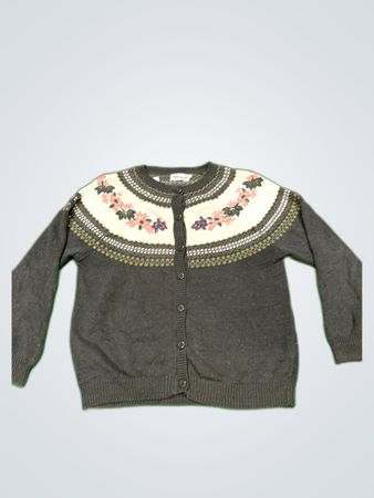 Fiberworks Floral Knit Cardigan