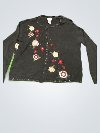 White Stag Floral Embroidered Cardigan