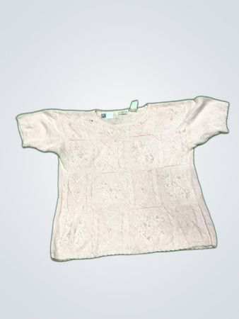 Yarn Works Cream Short Sleeve Knit Top