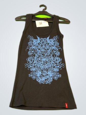 Black Tank Top with Blue Graphic