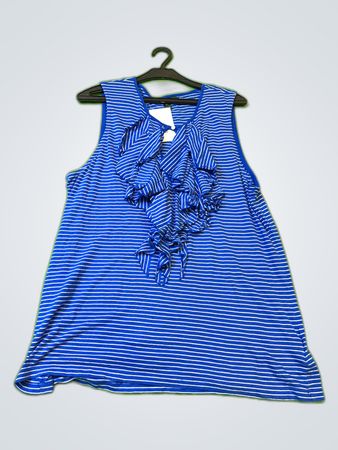 Ralph Lauren Striped Sleeveless Ruffle Blouse