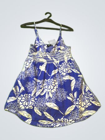 Flame Blue Floral Spaghetti Strap Mini Dress