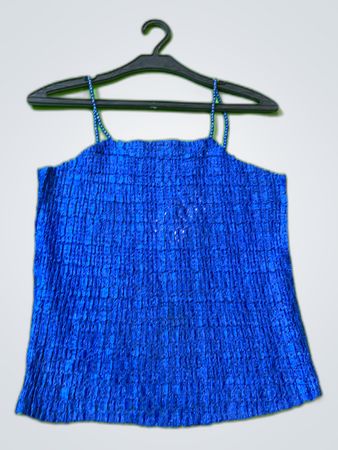 Unbranded Blue Crinkled Spaghetti Strap Camisole