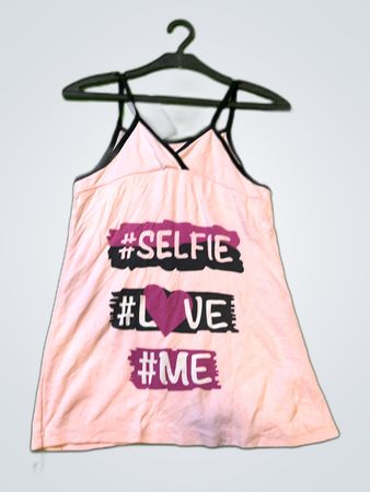 Pink Tank Top with #SELFIE #LOVE #ME Printed on Front