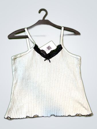 Ribbed Tank Top with Lace Trim