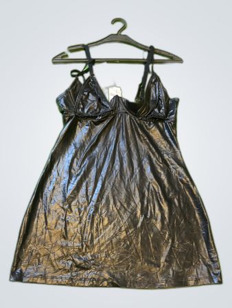 Cotton Collection Black Satin Mini Slip Dress