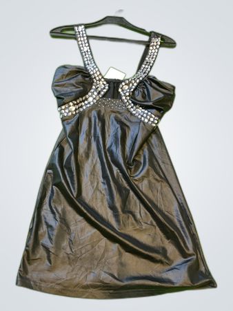 Black Rhinestone Embellished Mini Dress