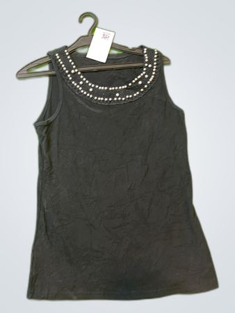 Black Pearl Embellished Tank Top