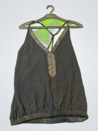 Black Halter Top with Gold Accents