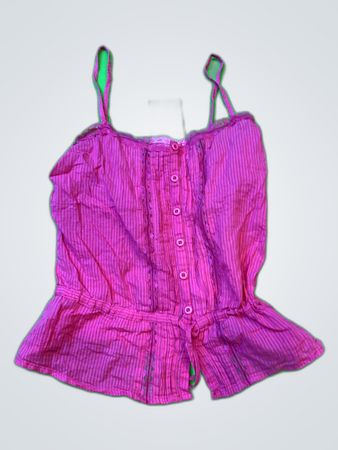 Blue Notes Pink Striped Ruffled Camisole