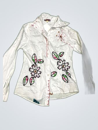 Lovely Girl Embroidered Button-up Shirt