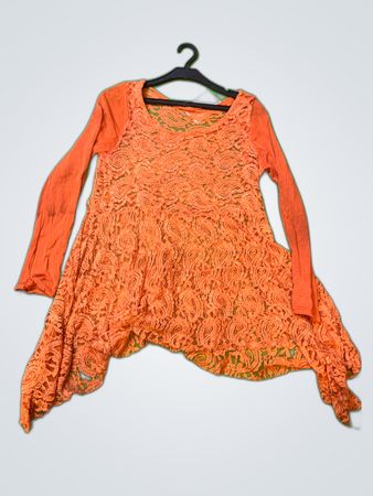 Unbranded Orange Sheer Lace Blouse