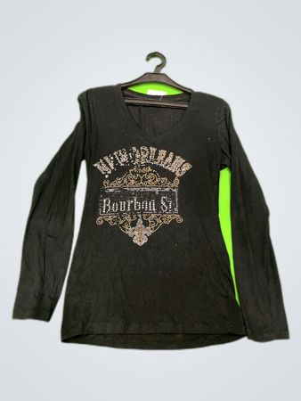 New Orleans Bourbon Street Graphic Long Sleeve V-Neck T-Shirt