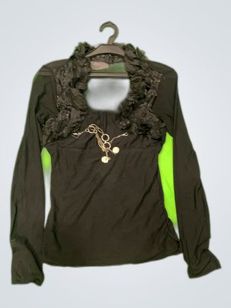 Black Ruffle Sleeve Blouse
