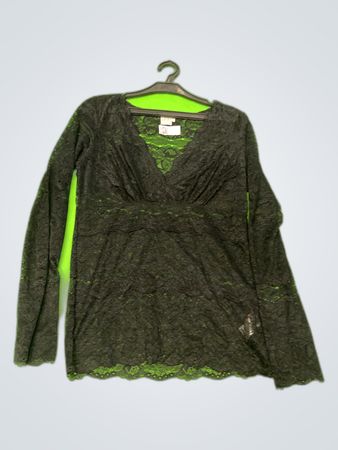 Saint Tropez Black Lace Long-Sleeve Blouse