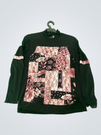 Evalinka Floral Lace Patchwork Long Sleeve Blouse
