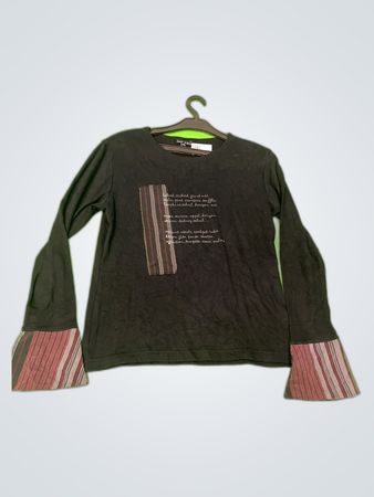 Long Sleeve Blouse with Striped Cuffs