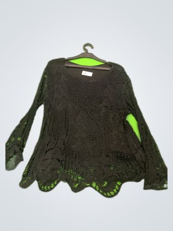 Black Lace Knit Sweater