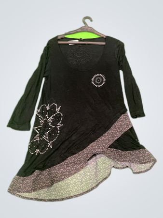 Desigual Embroidered Black Long Sleeve Blouse