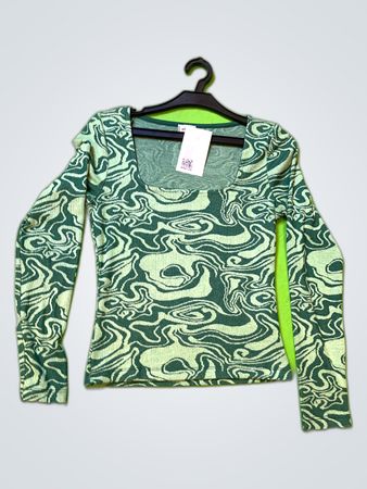 Pinkie Collection Green Wavy Knit Sweater