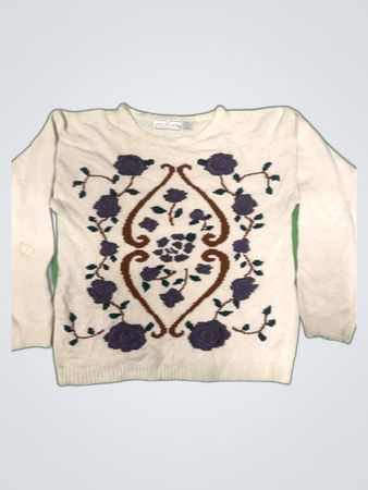 White Floral Sweater