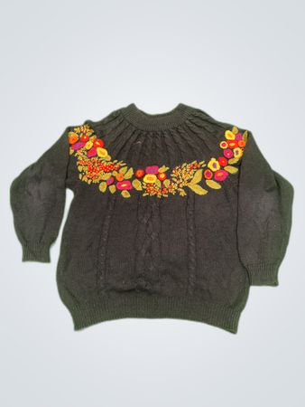 Black Floral Knit Sweater