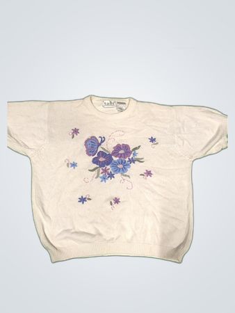 Tabitha International Floral Embroidered Cotton Knit Sweater