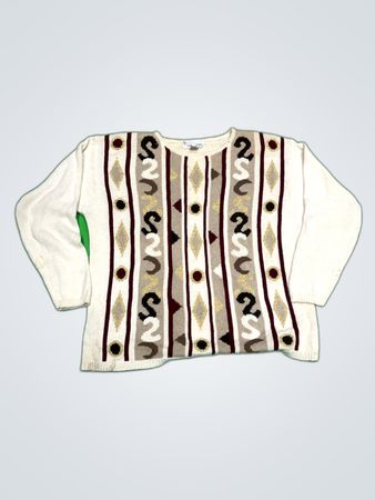 Milano Design Geometric Pattern Knit Sweater
