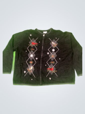 Croft & Barrow Black Embroidered Knit Cardigan