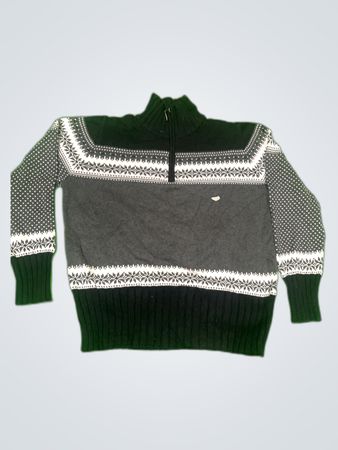 Lands' End Grey Zip-Up Knit Sweater