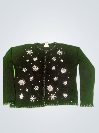White Stag Black Snowflake Cardigan