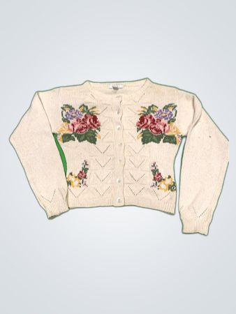 Cambridge Petite Floral Embroidered Knit Cardigan