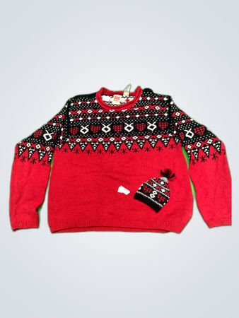 Marisa Canvas Red Knit Sweater with Hat
