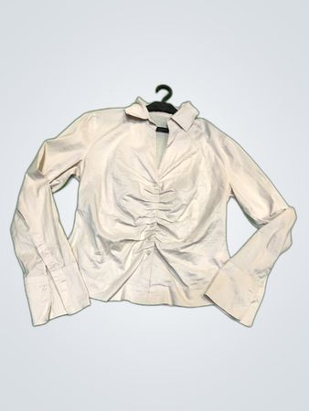 Cream Satin Ruching Blouse