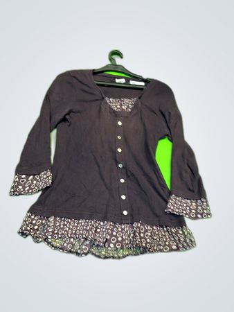 Blouse with Printed Hem and Cuffs