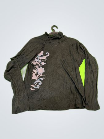 C&A Black Floral Turtleneck Sweater