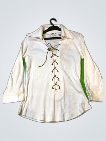 CLIO White Lace-Up Blouse