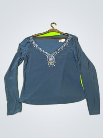 Blue Long Sleeve Blouse