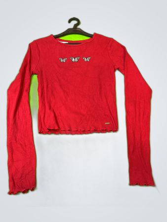 Hollister Red Long Sleeve Baby Tee
