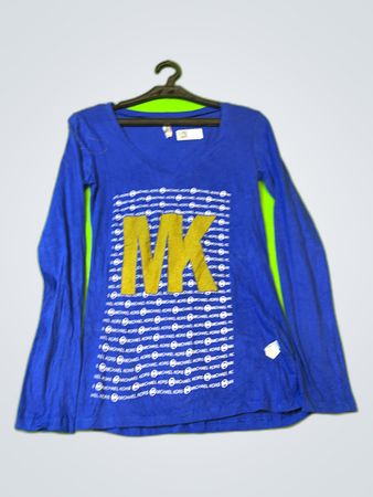 Michael Kors Blue Long Sleeve V-Neck T-Shirt